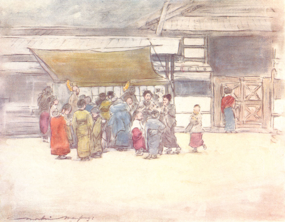 JAPAN. A Rush to Stall 1904 old antique vintage print picture